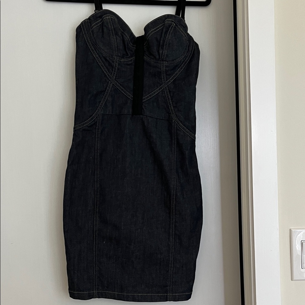 Guess Black Denim Midi Dress